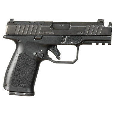 Rost Martin RM1CBLKOSP(COMP) RM1C 9mm Luger 17+1 4" Black Compensated Match Grade Barrel, Black Tenifer Optic Ready/Serrated Steel Slide, Black Polymer Frame w/Picatinny Rail, Textured Grip