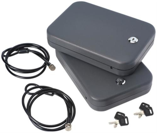 SnapSafe Lock Box, Large, 9.5" x 6.5" x 1.75", 2 Pack, Keyed Alike, 16 Ga Steel, Cable Included, Black