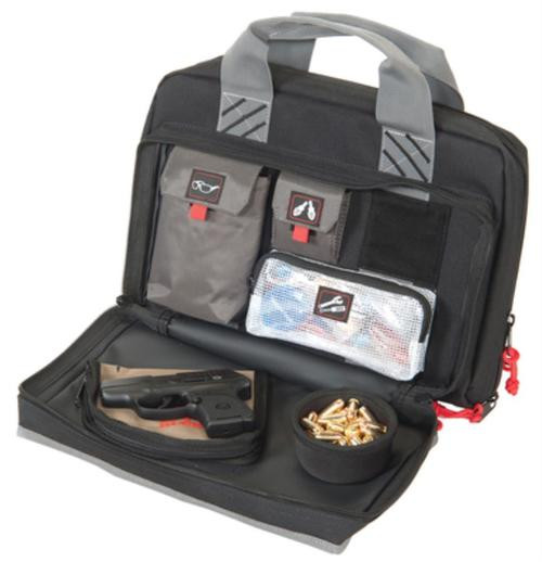 G•Outdoors GPS Quad Pistol Case, Black Hold 4 Handguns 13" x 10" x 6"