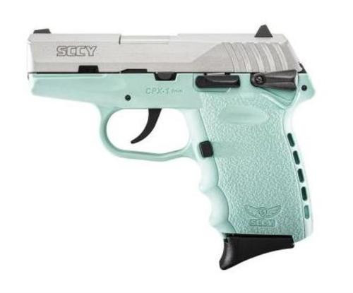 SCCY CPX-1 9mm, 3.1", 10rd, Robin Egg Blue Frame, SS Slide