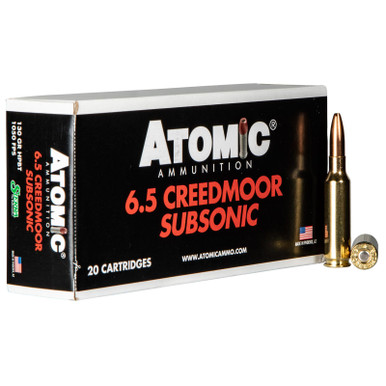 Atomic Ammunition 00476 Rifle Subsonic 6.5Creedmoor 130gr Sierra MatchKing BTHP 20 Per Box/10 Case
