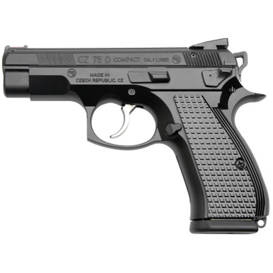 Cz Custom Shop 91048 CZ 75 D PCR Compact Frame 9mm Luger 15+1 3.90" Steel Barrel Black, Serrated Black Slide, Polycoat Aluminum Frame w/Beavertail, Black Checkered Aluminum Grip