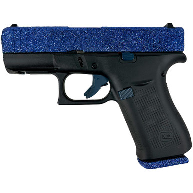 Glock PAX435204NNVY G43X Sub-Compact Frame 9mm Luger 10+1 3.41" Black GMB Barrel, Navy Blue Glitter Serrated Steel Slide, Black Cerakote Polymer Frame w/Beavertail, Black Textured Grip, Ambidextrous