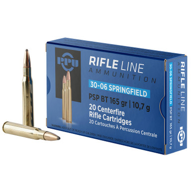PPU PP30062 Standard Rifle 30-06Springfield 165gr Pointed Soft Point Boat Tail 20 Per Box/10 Case