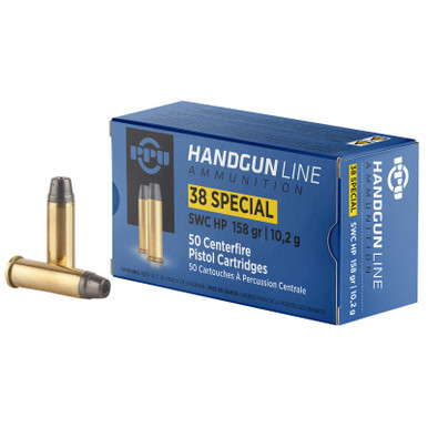 PPU PPH38SH Handgun 38Special 158gr Semi Wadcutter Hollow Point 50 Per Box/10 Case