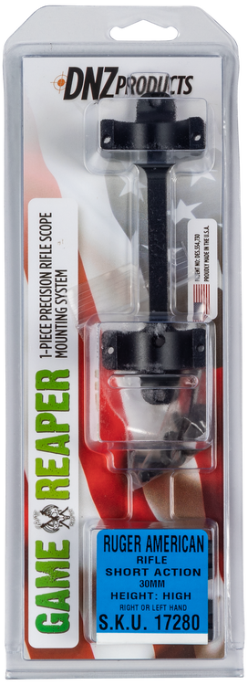 DNZ Game Reaper Ring/Base Combo Ruger American Short Action, 30mm High Black Matte Finish