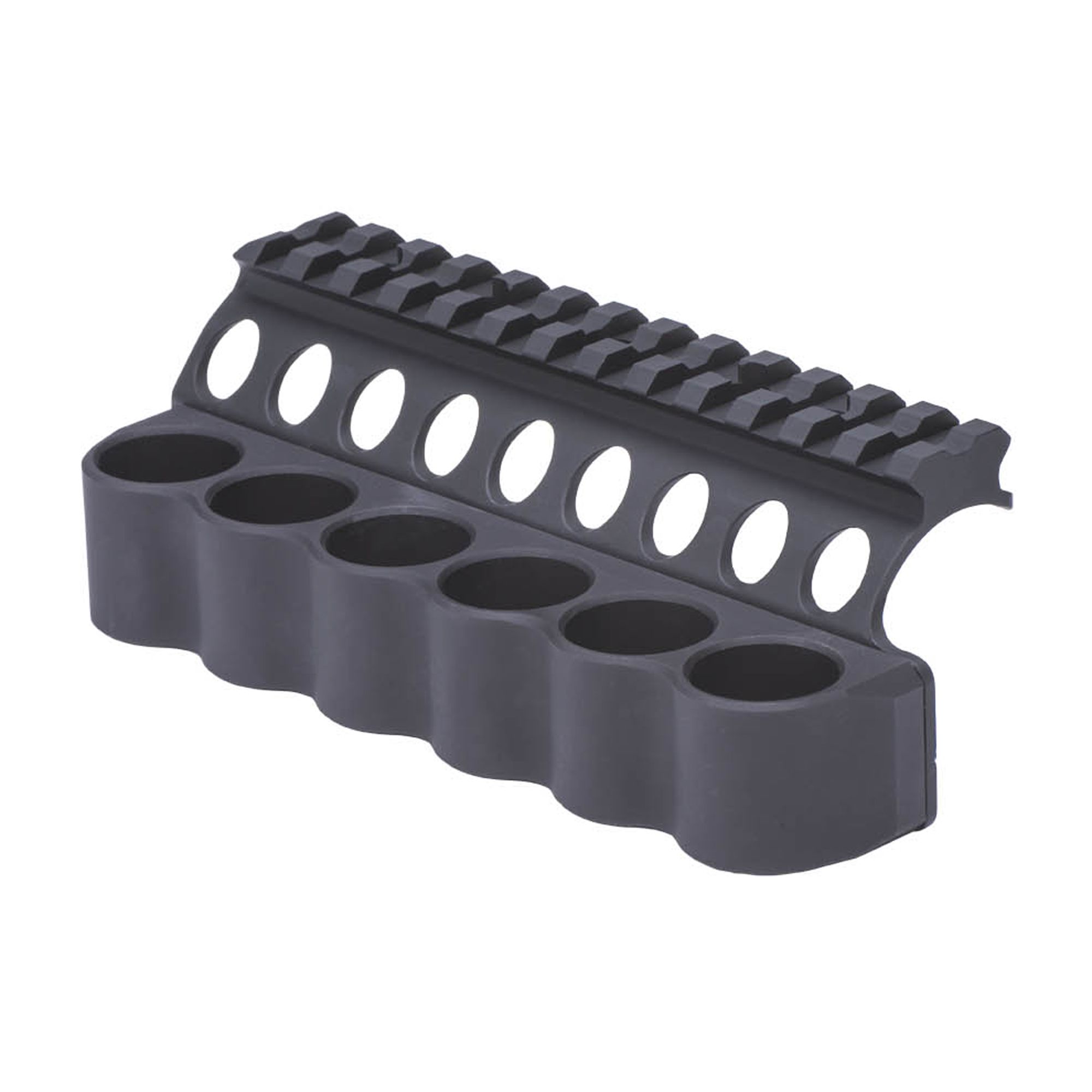 Mesa Tactical 6-Shell Side Saddle, SureShell Saddle Mount w/ Rail, Fits 12 Gauge Benelli M4, Black (90880)