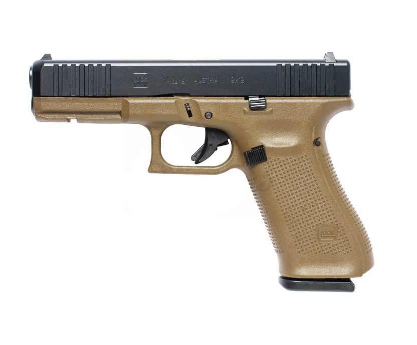 Glock G17 G5 Pistol PA175S203DE, 9mm, 4.49in, FDE Frame Grips, 17 Rds