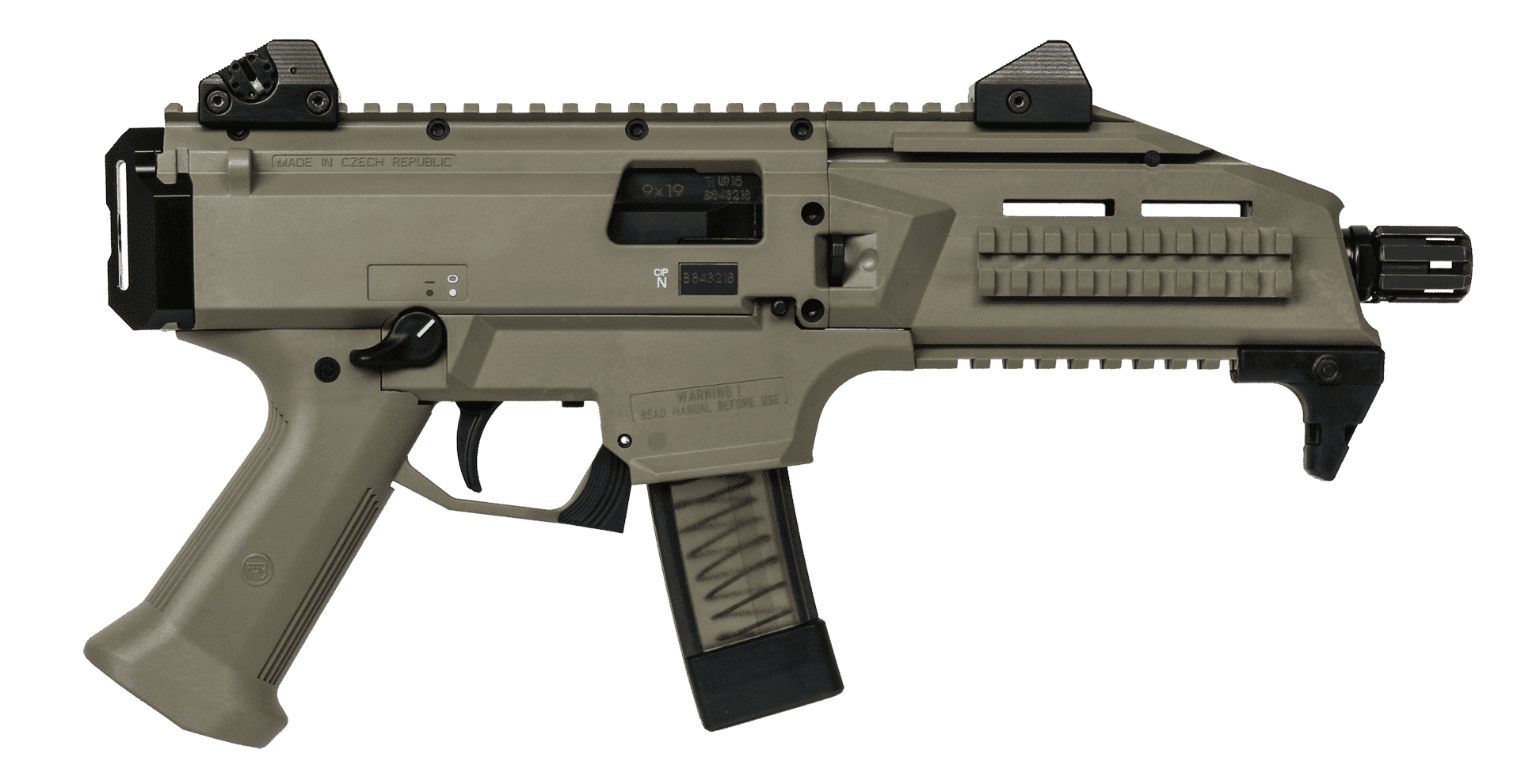 CZ Scorpion EVO 3 S1 FDE 9MM 7.72″ Barrel Flat Dark Earth Semi-Automatic Pistol #91352