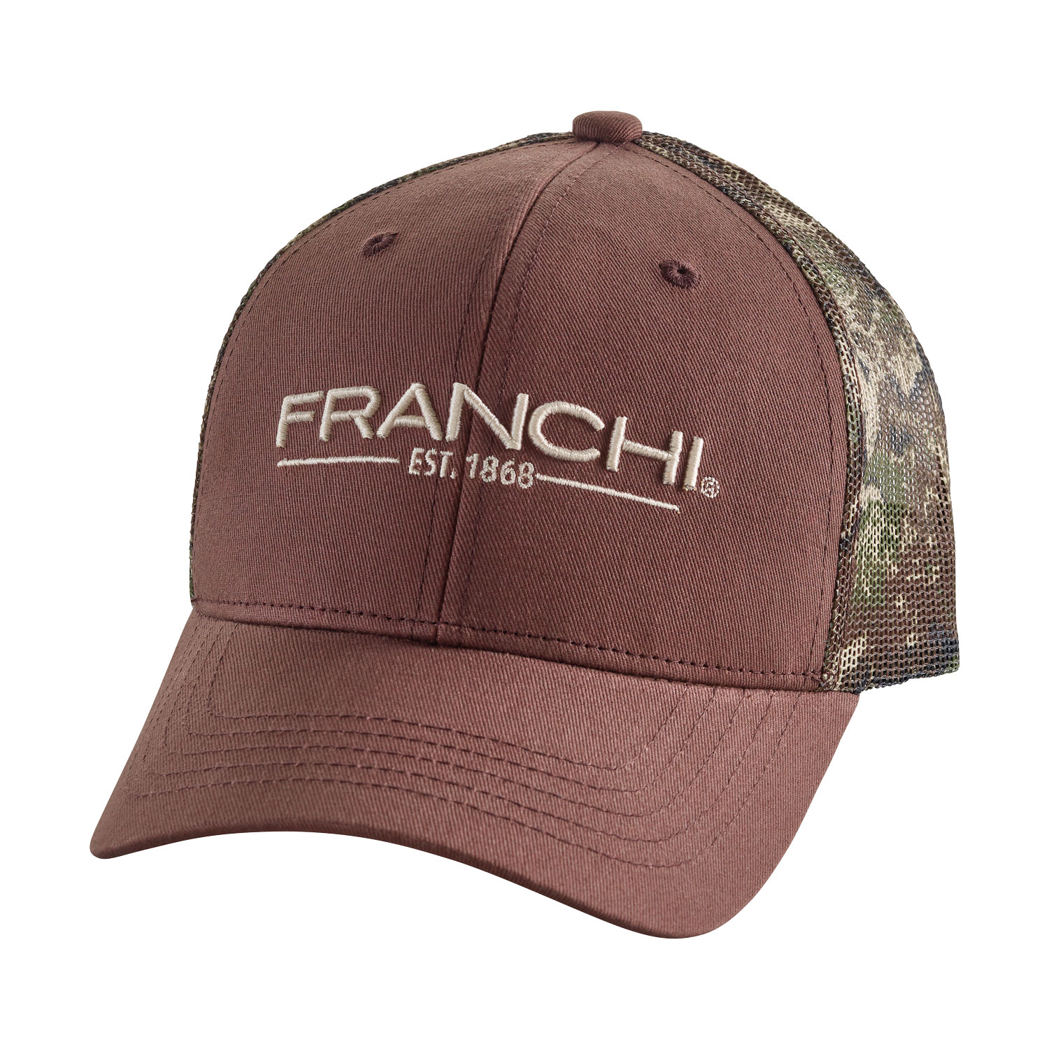 Franchi Logo Hat, Brown w/ Biome Camo Mesh