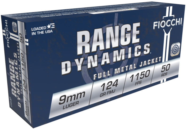 Fiocchi Range Dynamics 9mm Luger 124gr. FMJ 50rd Box #9APB