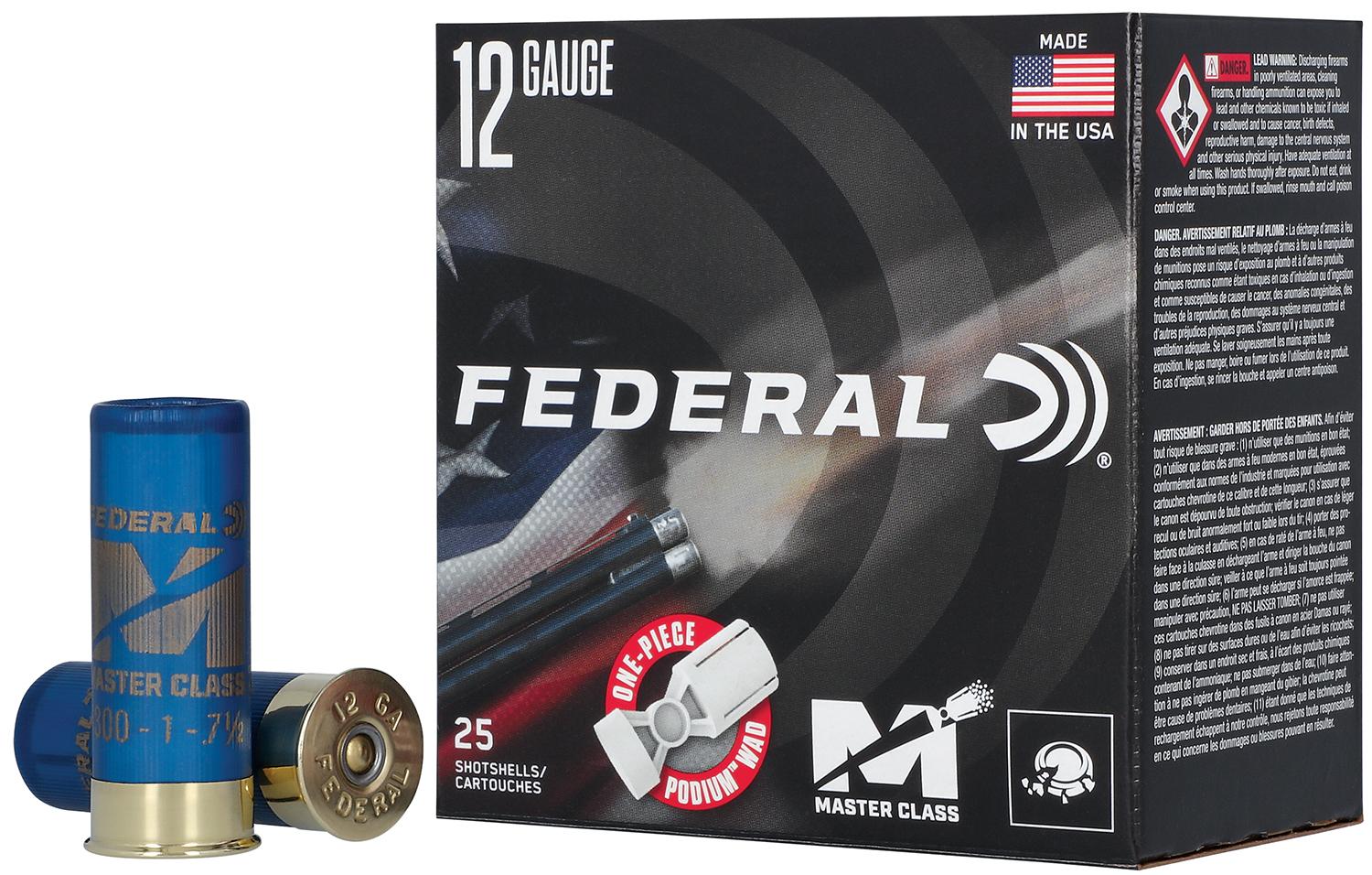 Federal Master Class Shotgun Shells MC12HC75, 12 Gauge, 2-3/4", 1 1/8 oz, 1235fps, 7.5 Shot, 25 Rd/bx