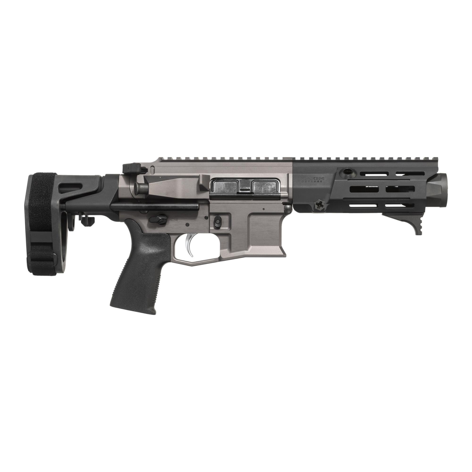 Maxim Defense PDX Semi-Auto Pistol MXM48066, 300 BLK, 5.5", SCW Pistol Brace, Urban Gray Finish, HATEBRAKE Muzzle Brake, 20 Rds