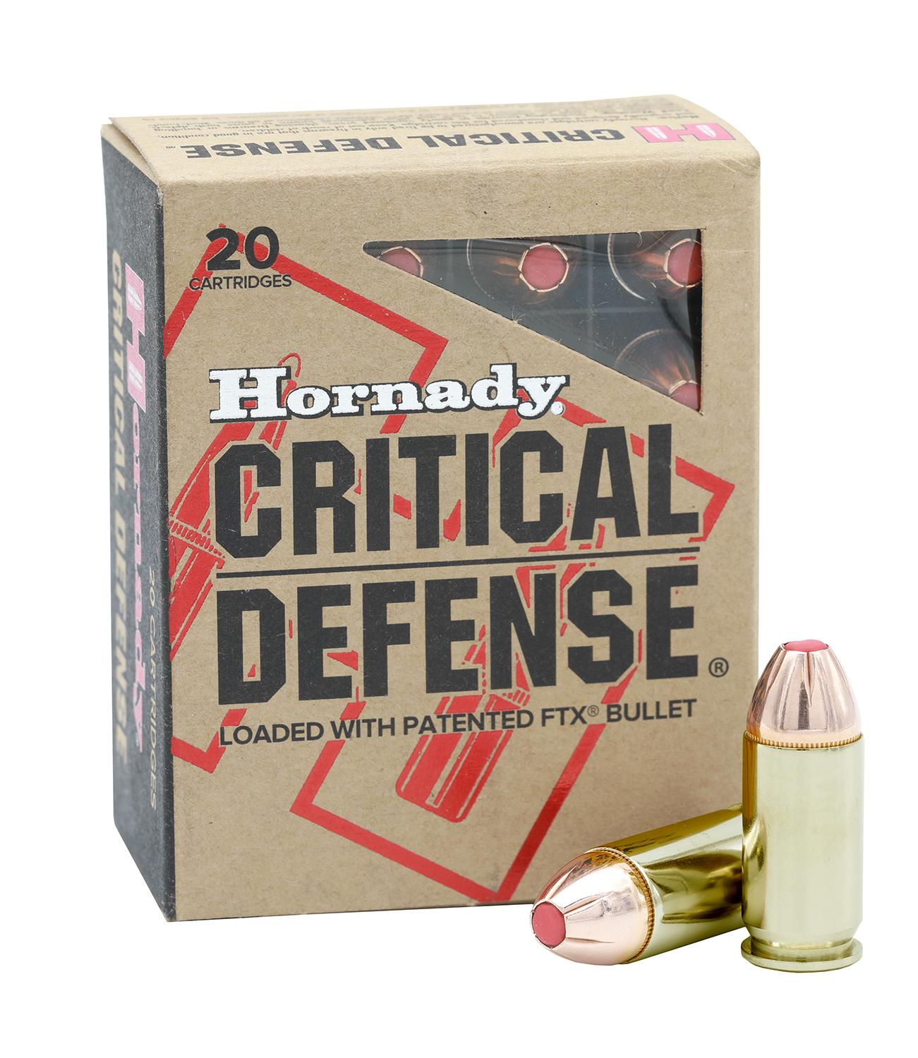 Hornady Critical Defense Pistol Ammunition 90923, 45 Automatic Colt Pistol (ACP) +P, Flex Tip eXpanding (FTX), 185 GR, 1150 fps, 20 Rd/bx