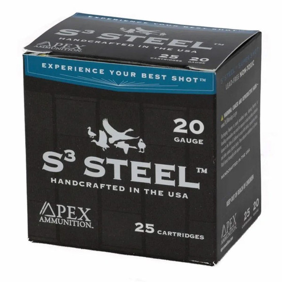 Apex Waterfowl 20ga 3″1250fps 1oz Steel Shot 250 Round Case