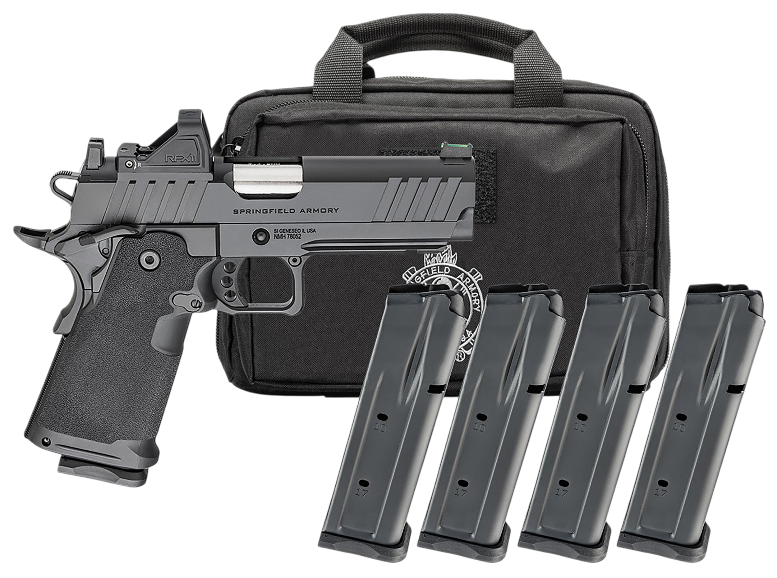 Springfield 1911 DS Prodigy Gear Pac Optic Ready Pistol PH9117AOSLCPAC, 9mm, 4.25in, Polymer Grips, Black Cerakote Finish, 10 Rds