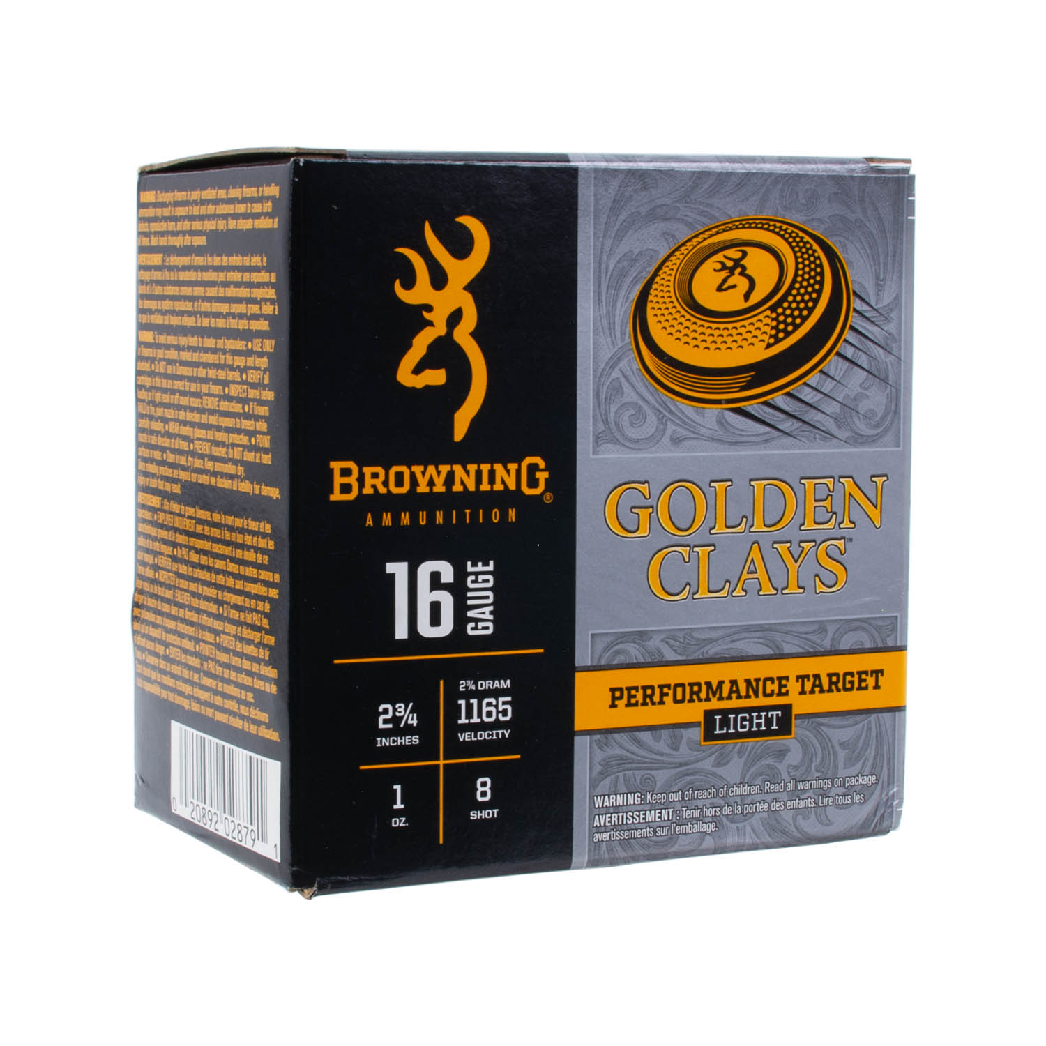 Browning Golden Clays 16ga. 2-3/4" 1oz. #8 Shot 1165 FPS Ammunition, 25 Round Box