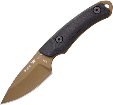 Buck Alpha Scout 662BKS1 Backcountry Edition USA Made Fixed Blade Hunter - Bronze Cerakote 420HC Blade - Black Rubber Handles - 14518