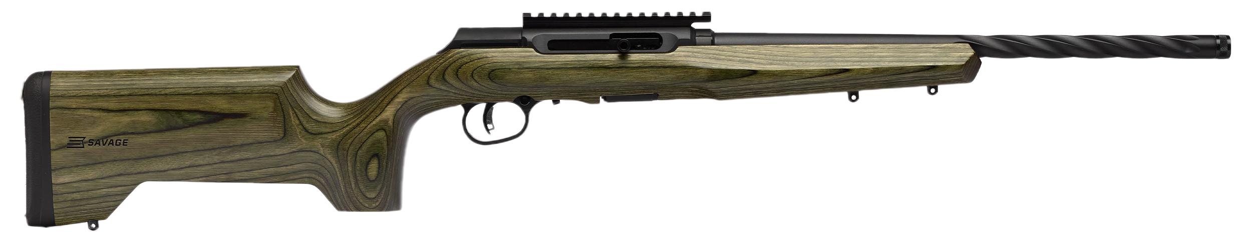 Savage A22 Semi-Auto Rifle 47258, 22LR, 18", OD Green Laminate Stock, Spiral-Fluted Barrel, Threaded, 10 Rds