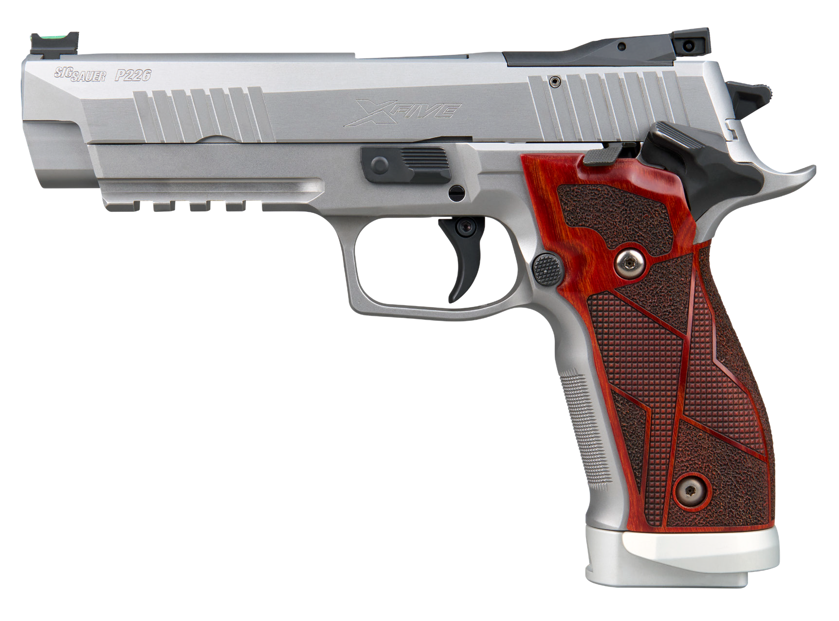 Sigarms P226 XFive Classic Optic Ready Pistol 226X59CL2SAO, 9mm, 5in, Hogue Cocobolo Grips, Stainless Finish, 10 Rds
