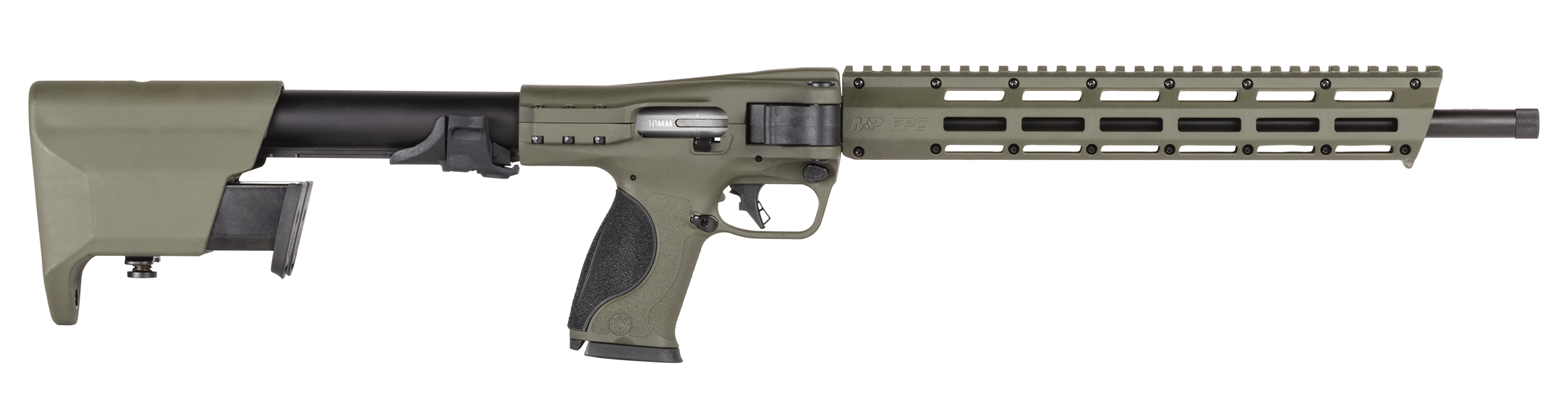 Smith and Wesson M&P FPC Rifle 14583, 10mm Auto, 16.25", Side Folding w/Mag Storage Stock, OD Green, 15 Rds