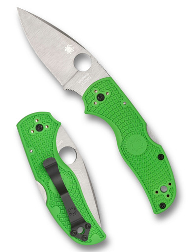 Spyderco C41PGR5 Native 5 Salt Folding Knife - 2.95" LC200N Satin Plain Blade, High-Visibility Green FR Handles, Lockback