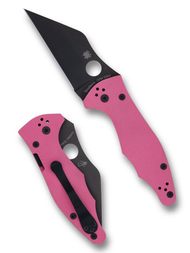 Spyderco Yojimbo 2 Sprint Run Compression Lock Folding Knife - 3.125" CPM-S30V Black Plain Blade, Pink G10 Handles - C85GPNBKP2