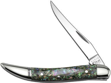 Case XX Limited Edition Small Texas Toothpick Pocket Knife - Genuine Abalone Handle - Tru-Sharp Steel (12002)