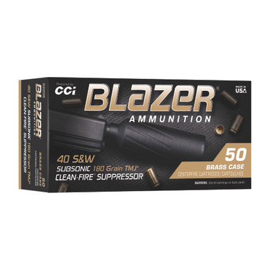 Blazer Brass 5220S .40 Smith & Wesson 180 Grain Subsonic Clean-Fire Ammunition - 50 Rounds per Box