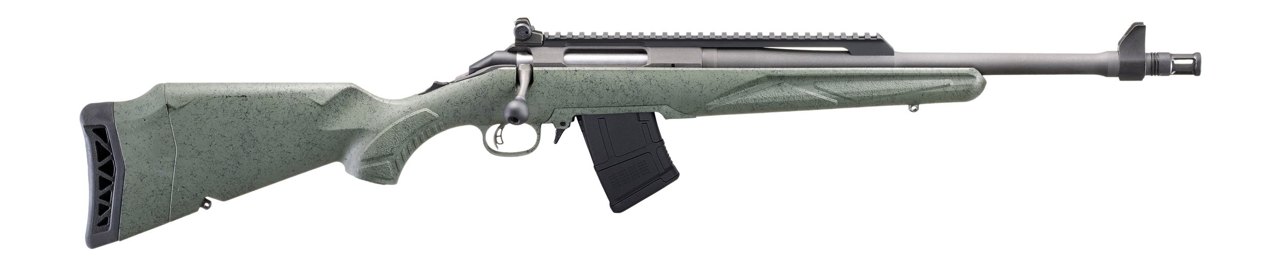 Ruger American Scout Gen II Rifle 46966 , 7.62x39, 16.1", Leaf Green Splatter Stock, Cobalt Cerakote, 10 Rd