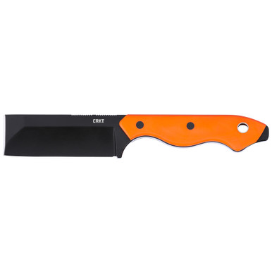 CRKT 4037ER Razel Fixed Blade Knife - 2.97" D2 Black Oxide Chisel Blade, Orange G10 Handles, Thermoplastic Pocket Sheath