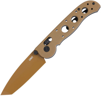 CRKT M16-02XD Kit Carson Crossbar Lock Folding Knife - 3.11" D2 DesertTan Tanto Blade, Desert Tan Grivory Handles
