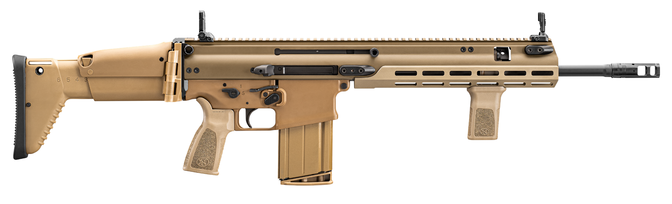 FN Herstal SCAR 17s Semi-Automatic Rifle 38-102017-200, 7.62 NATO, 16.25", Tan Adjustable Stock, FDE Finish, M-LOK Handguard, 20 Rds