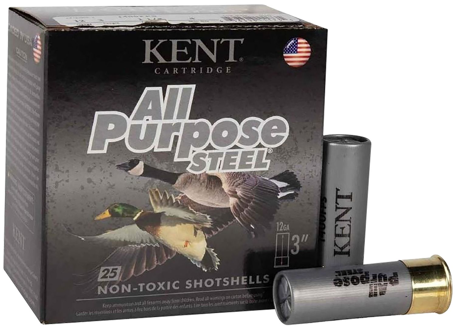 Kent Ammunition All Purpose Steel AP123S36-4, 12 Gauge, 3", 1 1/4 oz, 1400fps, 4 Shot, 25 Rd/bx