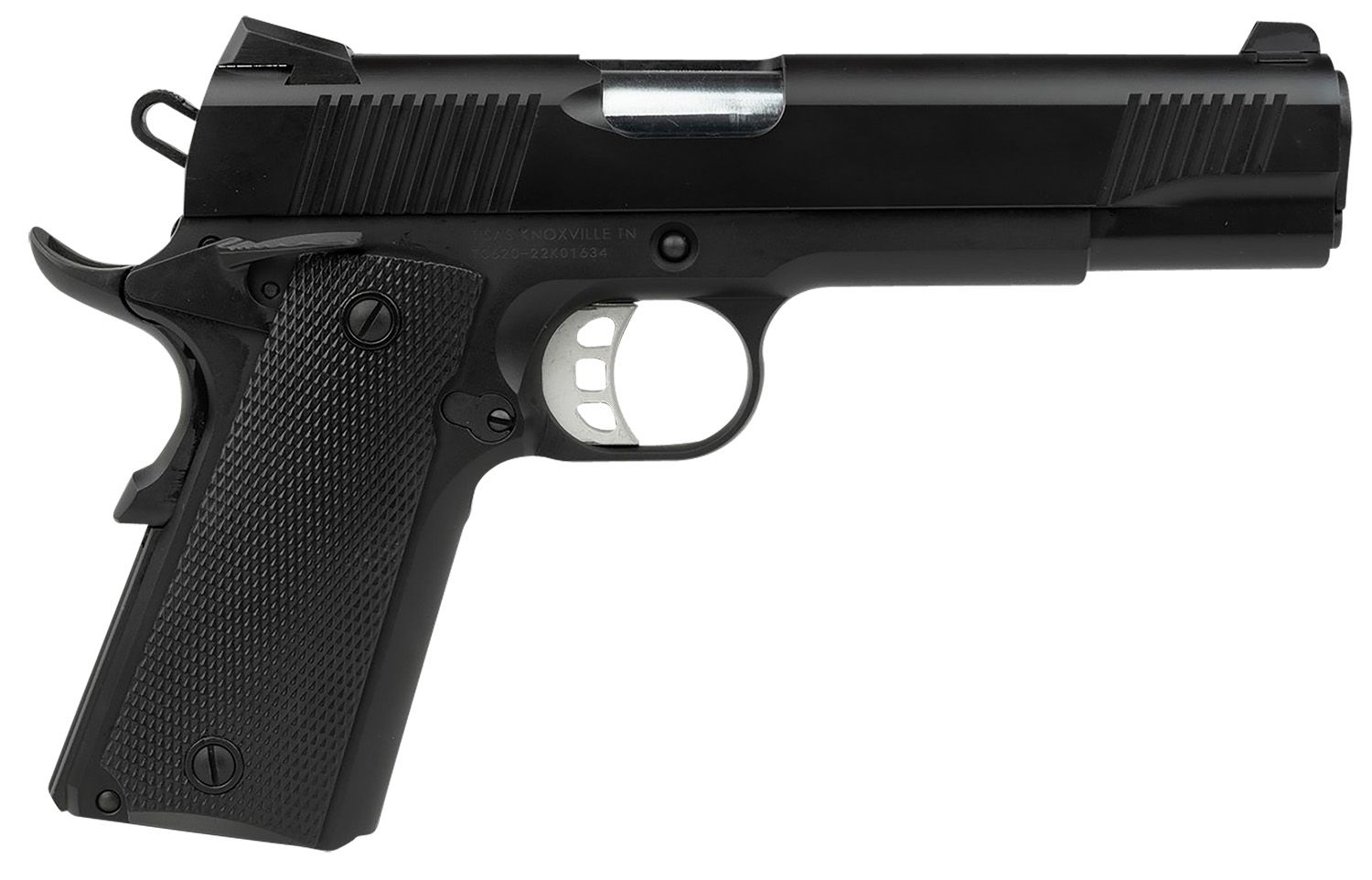 Tisas 1911 Duty Pistol 10100530, 9mm Luger, 5in, Black Cerakote Steel Frame w/Beavertail. Black Overmolded Grips, Black Cerakote Finish, 9 Rds
