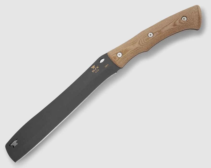 Buck Knives 0108BRS1-B, 108 Compadre Froe, Cerakote coated, 5160 steel, froe blade, Natural Canvas Micarta