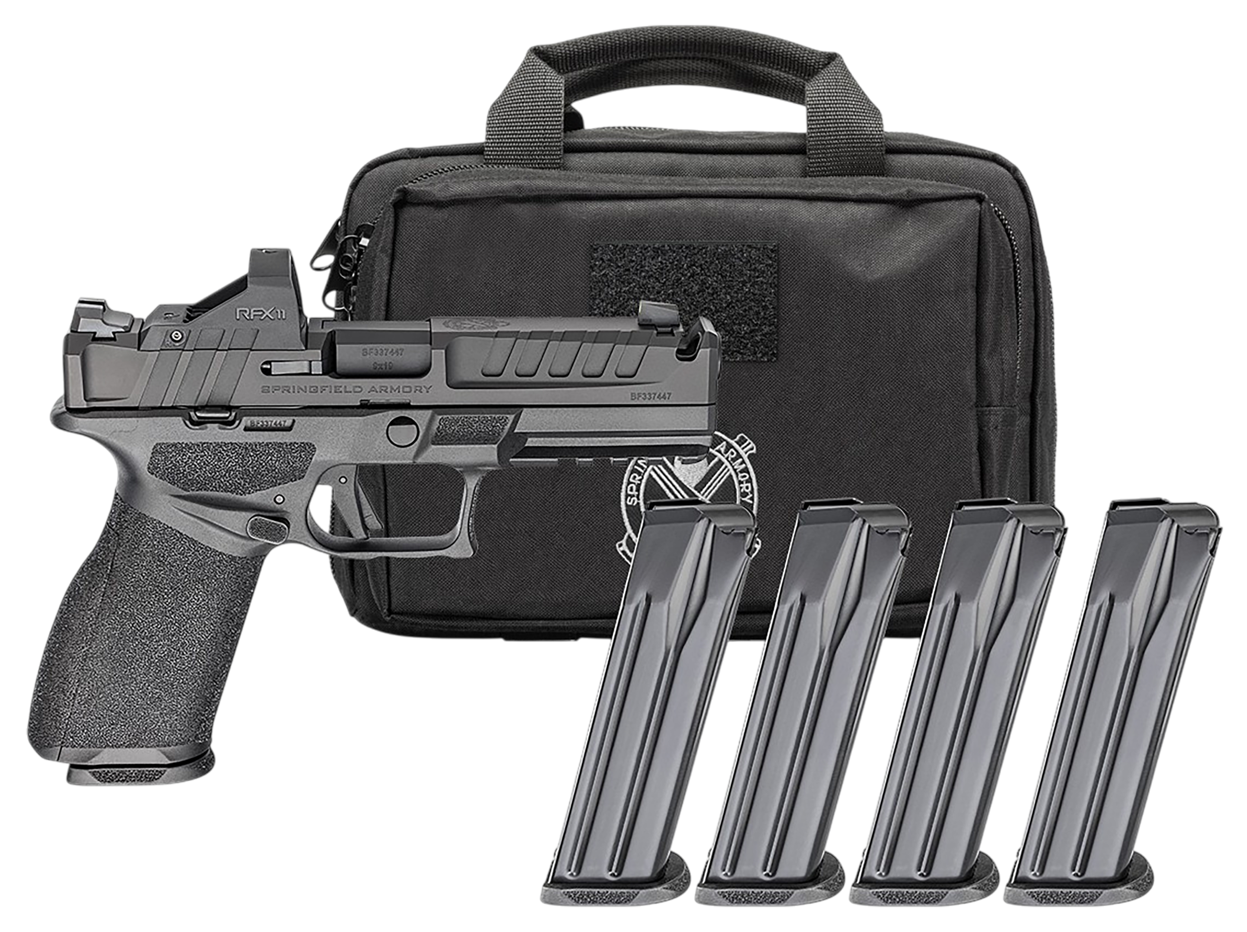 Springfield Echelon Comp Gear Pac Optic Ready Pistol EC9459BCOMPPAC, 9mm, 4.50in, Textured Grips, Black Finish, 20 Rds