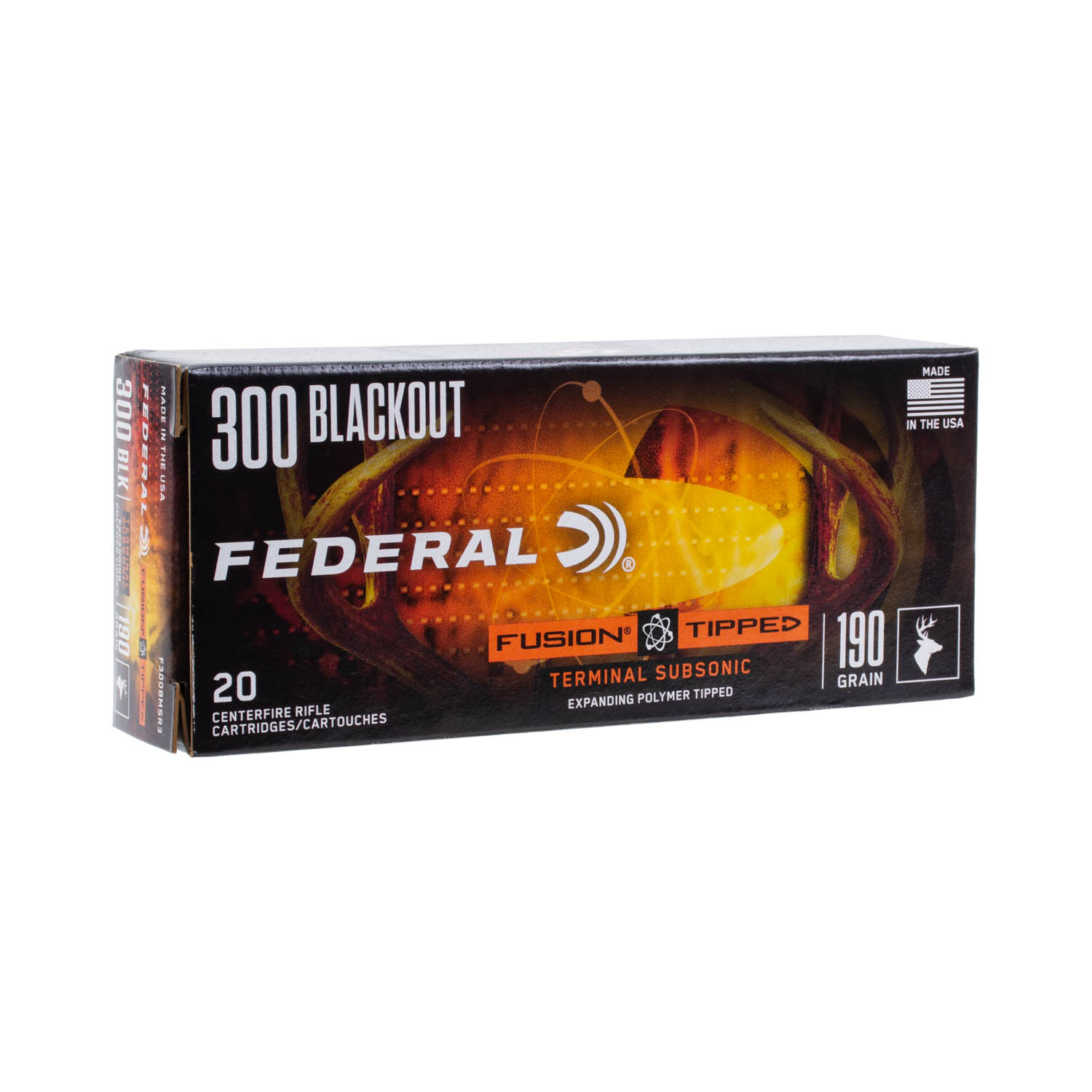 Federal Premium 300 Blackout 190gr. Subsonic Expanding Fusion Ammunition, 20 Round Box