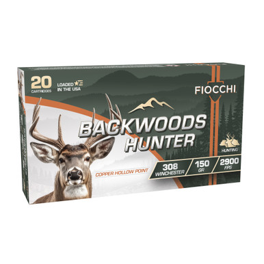 Fiocchi Ammunition Backwoods Hunter 308 Winchester 150 Grain Copper Hollow Point - 20 Round Box