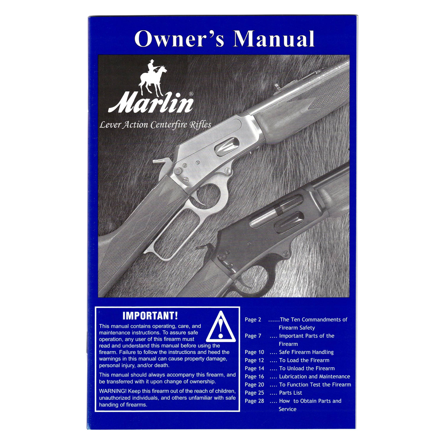 Marlin Marlin 336, 444, 1894 & 1895 Lever Action Owner's Manual