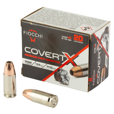 Fiocchi COVERT X 9MM 124 Grain Jacketed Hollow Point - 20 Round Box