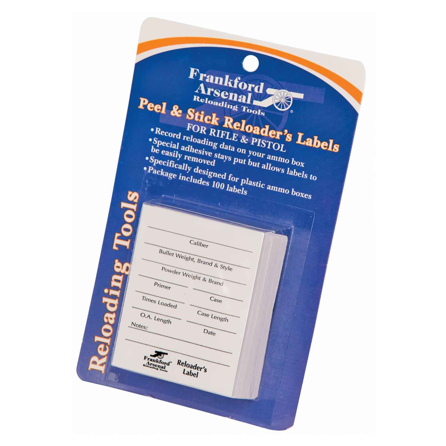 FRANKFORD ARSENAL PISTOL & RIFLE RELOADER'S LABELS, 100 PACK