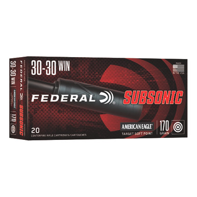 Federal American Eagle Subsonic 30-30 Win Ammunition 170 Grain Target Soft Point 3030SUB1 - 20 Rounds per Box