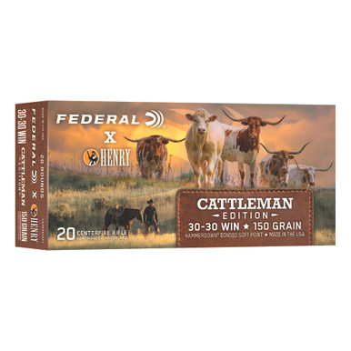 Federal HammerDown Henry Cattlemans Edition 30-30 Win Ammunition 150 Grain Bonded Soft Point LG3030CATT - 20 Rounds per Box