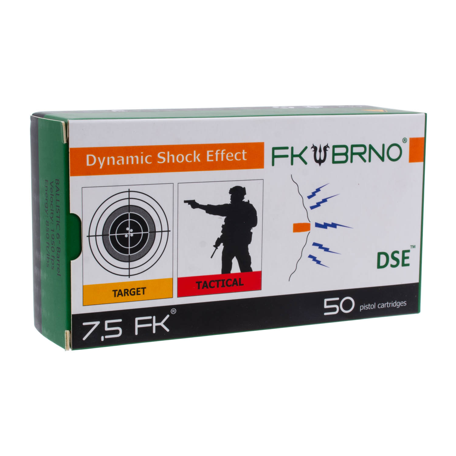 FK BRNO 7.5 FK F9 101gr. Copper Flat Nose Ammunition, Box of 50