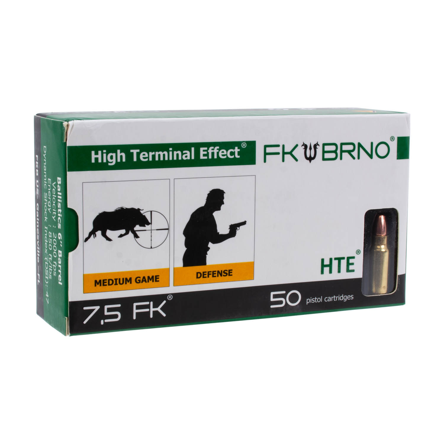 FK BRNO 7.5 FK F5 95gr. Copper Hollow Point Ammunition, Box of 50