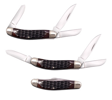 Cold Steel Gentlemen's Stockman Slipjoint Folding Knife - 8Cr13MoV Stainless Steel Blades, Jigged Bone Handles