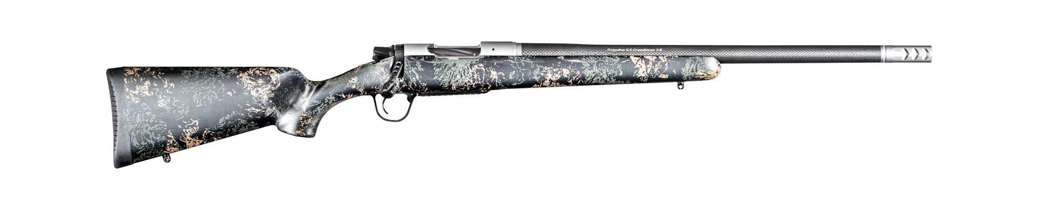 Christensen Ridgeline Rifle 801-06314-00, 6.8 Western, 20", Carbon Fiber Stock W/green and Tan Accents, 3 Rds
