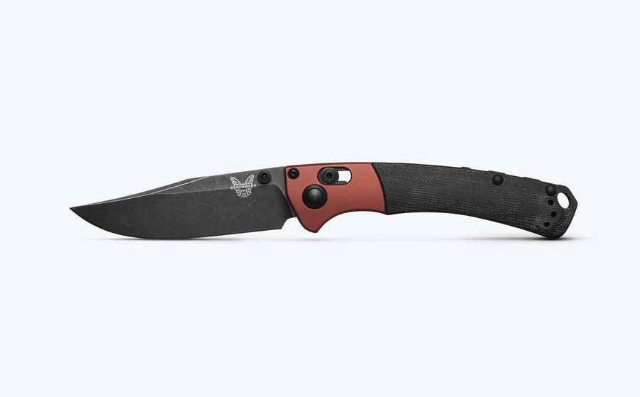 Benchmade Mini Crooked River AXIS Folding Knife w/Black Plain-Edge CPM-MagnaCut Clip Point Blade, Black Micarta Handle (15085BK-04)