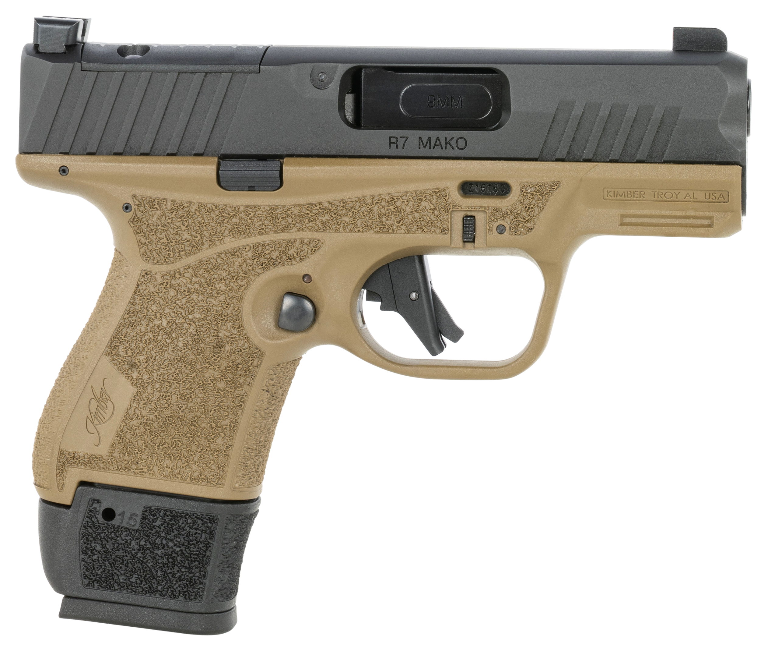 Kimber R7 Mako Optic Ready Pistol 3800040, 9mm, 3.37in, Flat Dark Earth Finish, 15 Rds